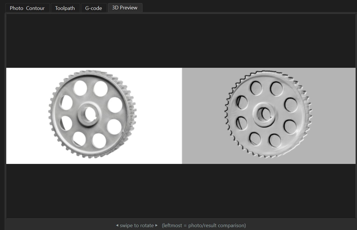 PhotoCAM in CAMEKOS — a photo turned into a 3D relief and ready-to-run G-code